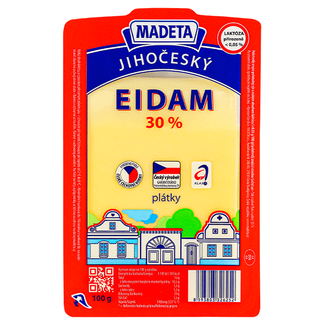 Madeta Jihočeský eidam 30% plátky