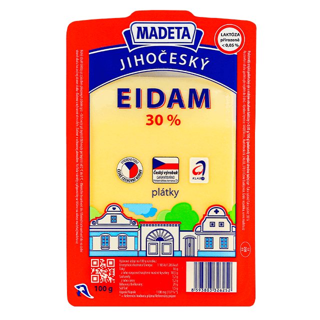 Madeta Jihočeský eidam 30% plátky