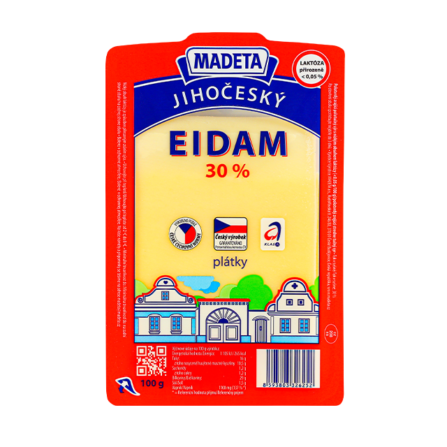 Madeta Jihočeský eidam&nbsp;30%&nbsp;– plátky