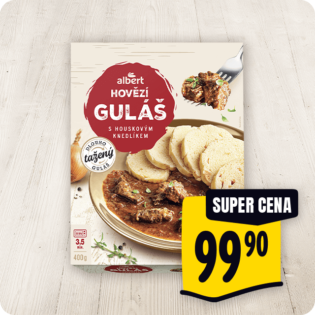 Albert Guláš s houskovým knedlíkem