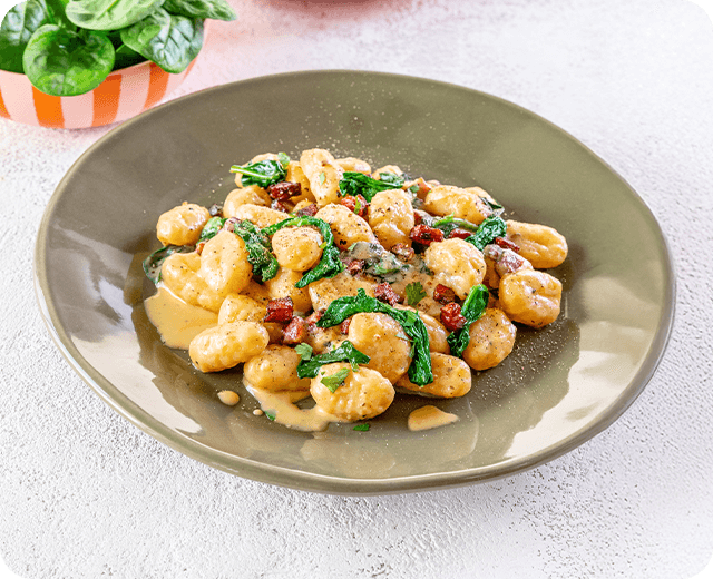 Bezlepkové gnocchi à la carbonara - Mobile