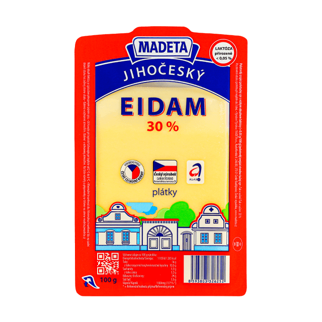 Madeta Jihočeský eidam 30% – plátky
