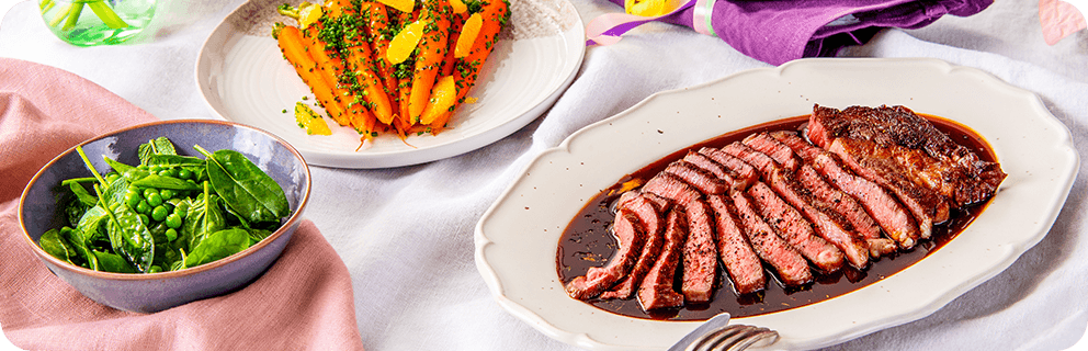 WAGYU RIB EYE STEAK S JARNÍ ZELENINOU A MÁTOVOU OMÁČKOU - Desktop